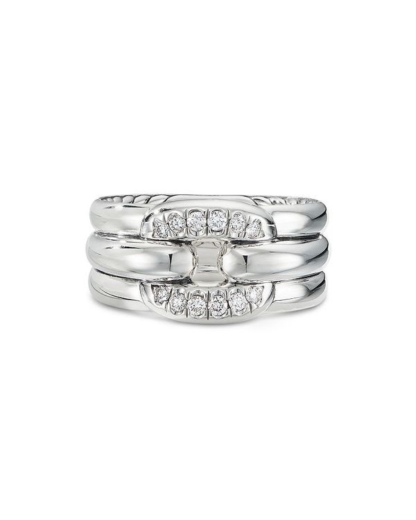 超大特価 楽天市場 デイビット ユーマン レディース 指輪 アクセサリー Sterling Silver Cushion Link Ring With Diamonds White Silver Revida 楽天市場店 国内最安値 Blaskos Ru