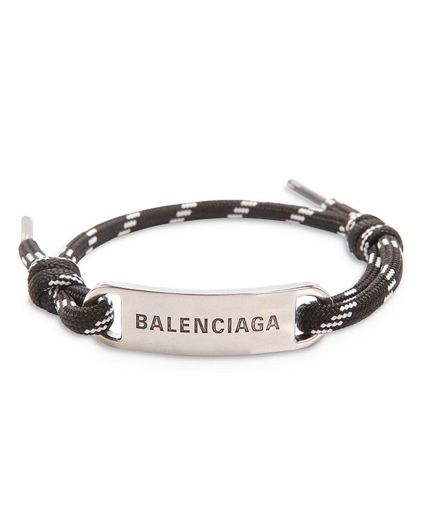 50 Off バレンシアガ メンズ ブレスレット バングル アンクレット アクセサリー Logo Plate Bracelet Black White Silver 楽天市場 War Com Com