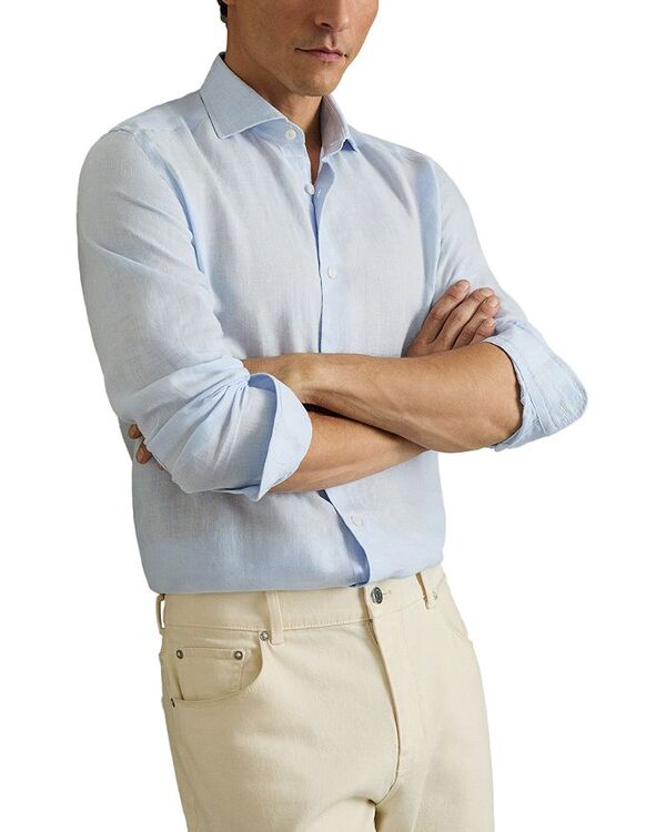 レイス メンズ トップス シャツ スリムフィット REISS Ruban Slim Fit Button Front Shirt Pale Blue ブルー