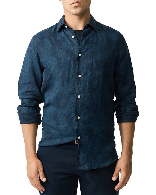 ロッドアンドグン メンズ トップス シャツ スリムフィット プリント リネン Rodd & Gunn North River Slim Fit Printed Linen Shirt Midnight
