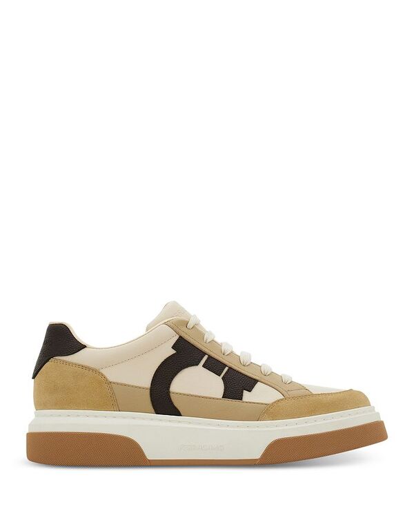 フェラガモ メンズ シューズ スニーカー レザー FERRAGAMO Men's Cassina Leather Sneakers Stone ストーン｜ReVida 店