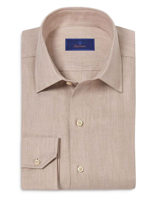 デイビッドドナヒュー メンズ トップス シャツ レギュラーフィット David Donahue Regular Fit Herringbone Sport Shirt Dune