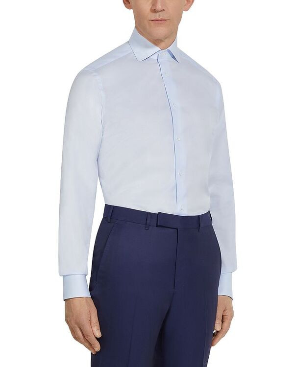ゼニア メンズ トップス シャツ ZEGNA Centoventimila Button Front Shirt Light Blue/White ホワイト