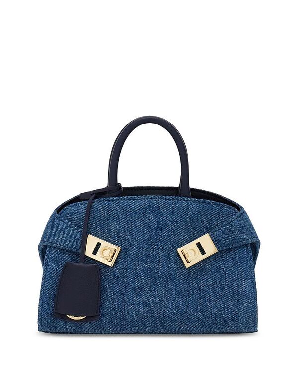 フェラガモ レディース バッグ ハンドバッグ ミニ デニム FERRAGAMO Hug Mini Denim Handbag Denim デニム