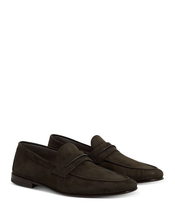 ゼニア メンズ シューズ スリッポン・ローファー 置き目毛革 ZEGNA SECONDSKIN Mocassin Loafers Dark Brown 赤銅色