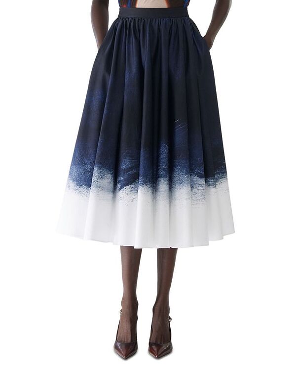 ジェイソン ウー レディース ボトムス スカート プリント コットン Jason Wu Collection Brushed Canvas Printed Stretch Cotton Circle Skirt Navy / White ホワイト｜ReVida 店