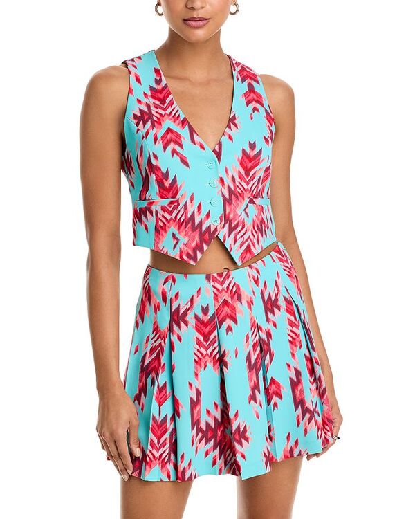 ラジャンス レディース アウター ベスト L'AGENCE Jianna Short Vest Pool Blue Mt Ganado Print ブルー
