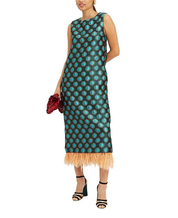 ラ・ダブル・ジェイ レディース トップス ワンピース La DoubleJ Column Dress (With Feathers) Jacquard Winter Sun Emerald Jacquard Winter Sun Emerald エメラルド｜ReVida 店