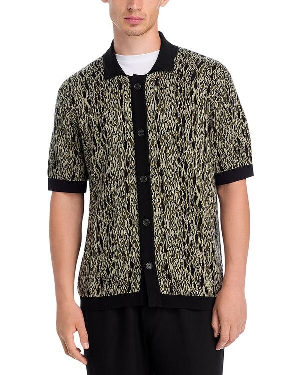 フューゴ メンズ トップス シャツ ニット HUGO Sgeo Short Sleeve Knitted Jacquard Shirt Open Green グリーン