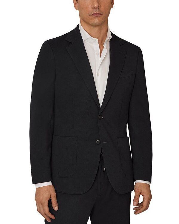 レイス レディース アウター ジャケット・ブルゾン レギュラーフィット ブレザー ニット ジャージー REISS Gerrard Regular Fit Textured Jersey Knit Blazer Navy ネイビー｜ReVida 店