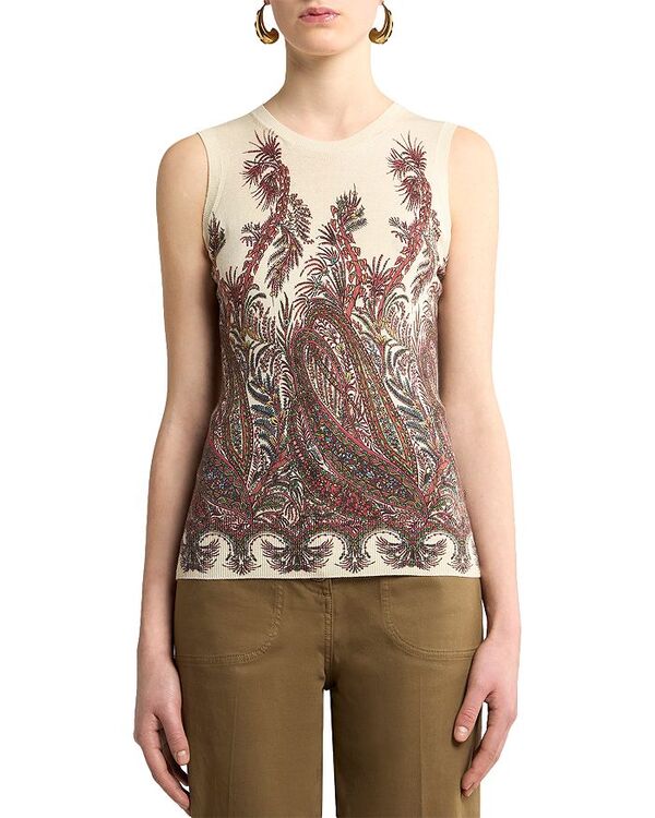 エトロ レディース トップス 貯蔵タンクとっ始め 地絹 Etro Silk \u0026 Cashmere Tank Print On W