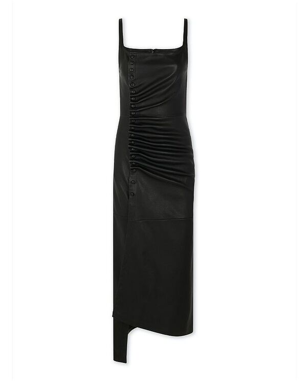 ラバンヌ レディース トップス ワンピース アシンメトリー レザー Rabanne Leather Asymmetric Short Dress Black ブラック|ReVida 店