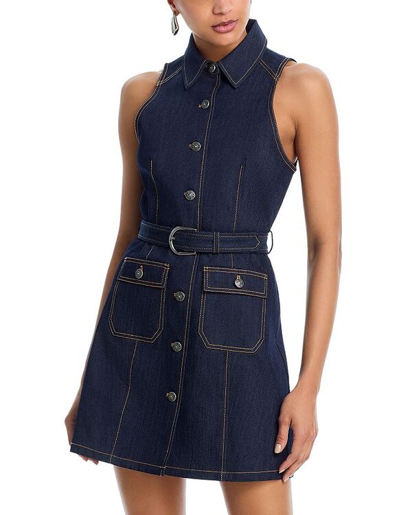 サンク セプト レディース トップス ワンピース ミニワンピース ミニ デニム Cinq Sept Andree Denim Mini Dress Indigo インディゴ