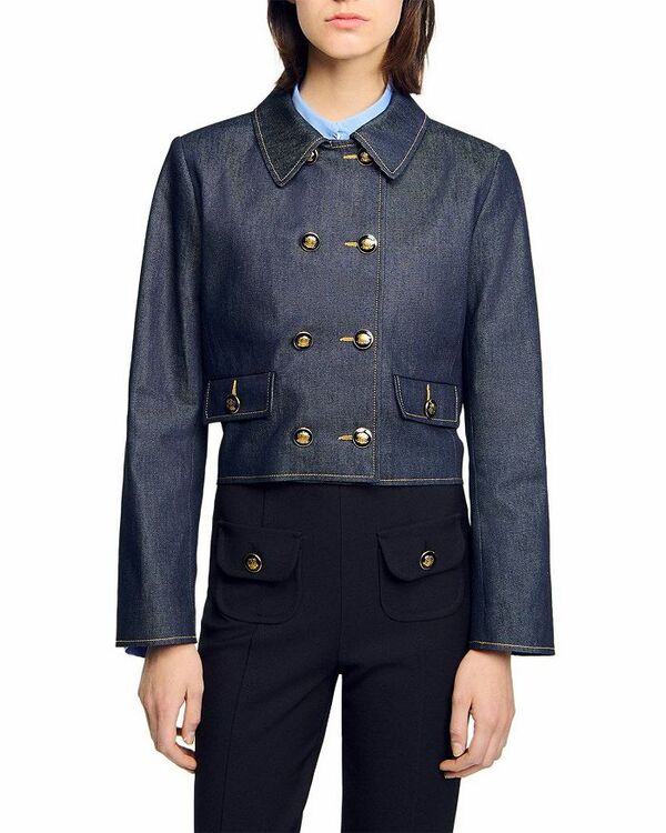 サンドロ レディース アウター ジャケット・ブルゾン デニム ジャケット Sandro Tailored Denim Jacket Deep Blue ブルー