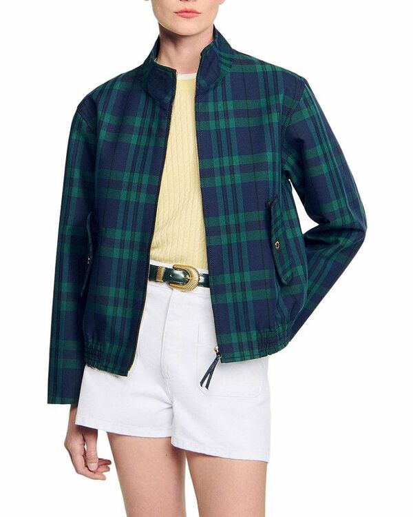 サンドロ レディース アウター ジャケット・ブルゾン ジャケット Sandro Checked Jacket Green/ Blue ブルー