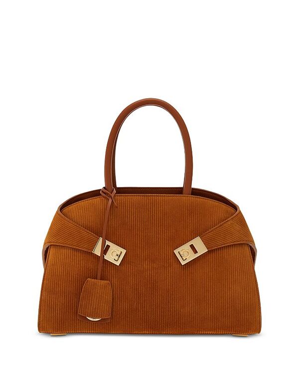 フェラガモ レディース バッグ ハンドバッグ スエード FERRAGAMO Hug Suede Handbag Naturale