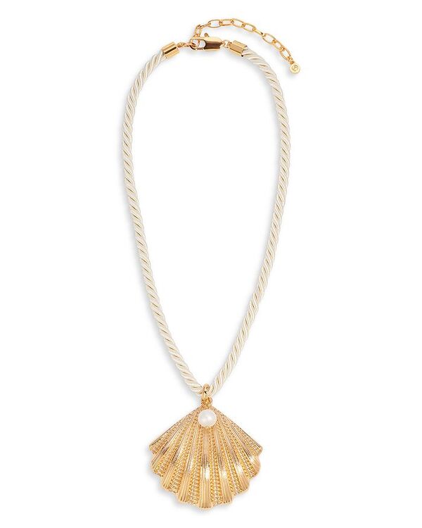 エティカ レディース アクセサリー ネックレス・チョーカー・ペンダントトップ レース Ettika Cultured Freshwater Pearl Scalloped Shell Cord Pendant Necklace in 18K Gold Plated 15\