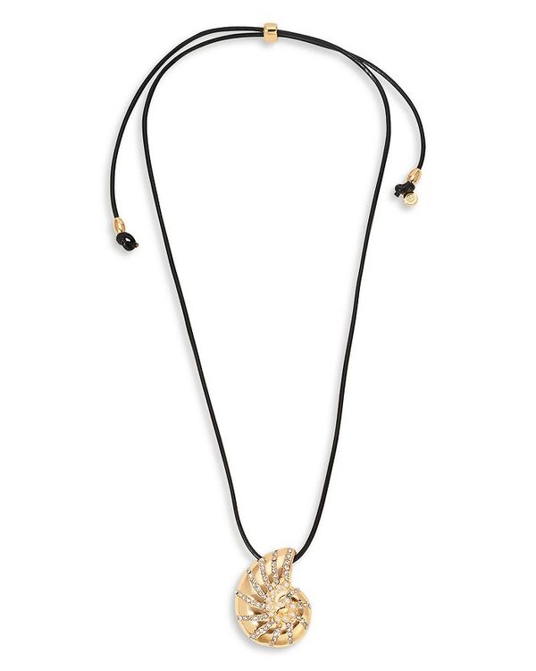 エティカ レディース アクセサリー ネックレス・チョーカー・ペンダントトップ レース Ettika Pav & Imitation Pearl Swirled Shell Black Cord Adjustable Pendant Necklace in 18K Gold Plated 26\