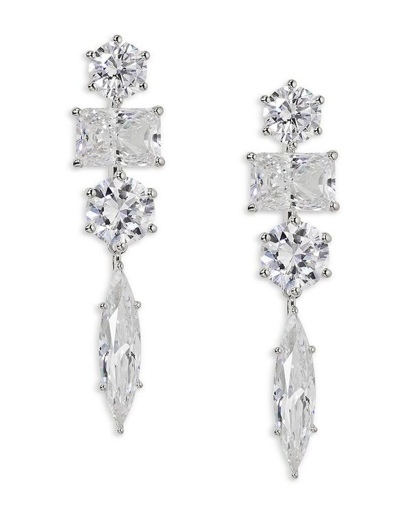 ナディール レディース アクセサリー ピアス・イヤリング Nadri BTRX Mixed Cubic Zirconia Linear Drop Earrings in Rhodium Plated Silver シルバー