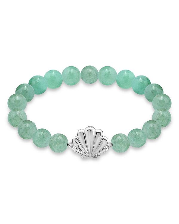 アクア レディース アクセサリー ブレスレット・バングル・アンクレット AQUA Clam Shell Charm Gemstone Beaded Stretch Bracelet in Sterling Silver - Exclusive Green/Silver グリーン