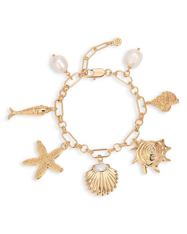 エティカ レディース アクセサリー ブレスレット・バングル・アンクレット Ettika Radiant Cubic Zirconia & Cultured Freshwater Pearl Shell Charm Bracelet Gold ゴールド