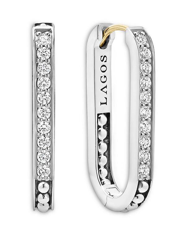 ラゴス レディース アクセサリー ピアス・イヤリング LAGOS 14K Yellow Gold & Sterling Silver Caviar Spark Diamond Small Oval Hoop Earrings Silver シルバー