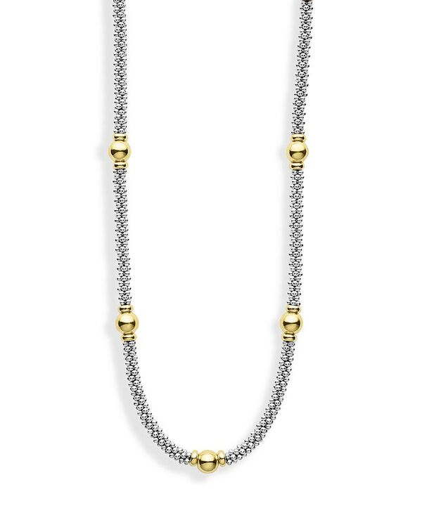 ラゴス レディース アクセサリー ネックレス・チョーカー・ペンダントトップ レース LAGOS 18K Yellow Gold & Sterling Silver Signature Caviar Two Tone Station Necklace 18\