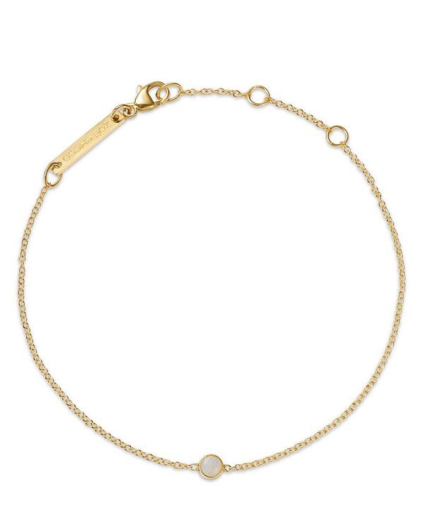 ゾーシッコ レディース アクセサリー ブレスレット・バングル・アンクレット Zo Chicco 14K Yellow Gold Opal Bezel Fine Link Chain Bracelet White/Gold ホワイト
