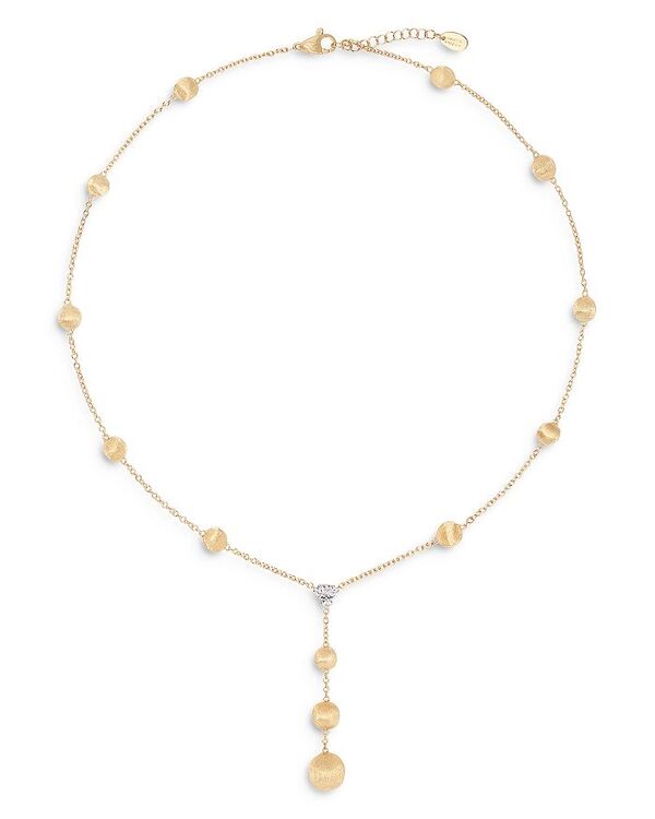 マルコ ビチェゴ レディース アクセサリー ネックレス・チョーカー・ペンダントトップ レース Marco Bicego 18K White & Yellow Gold Africa Diamond Cluster & Textured Bead Lariat Necklace 16.5-18\