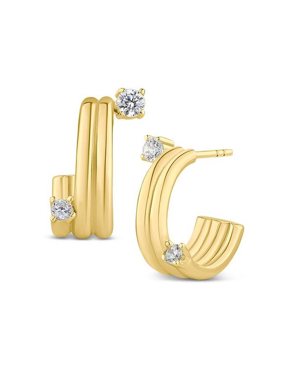 ケネスジェイレーン レディース アクセサリー ピアス・イヤリング Kenneth Jay Lane Cubic Zirconia Multi Row Hoop Earrings in 14K Gold Plated Gold ゴールド