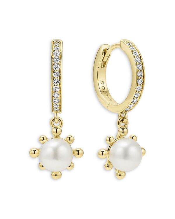 ラゴス レディース アクセサリー ピアス・イヤリング LAGOS 18K Yellow Gold Luna Cultured Pearl Fleur Charm Diamond Hoop Earrings Gold ゴールド