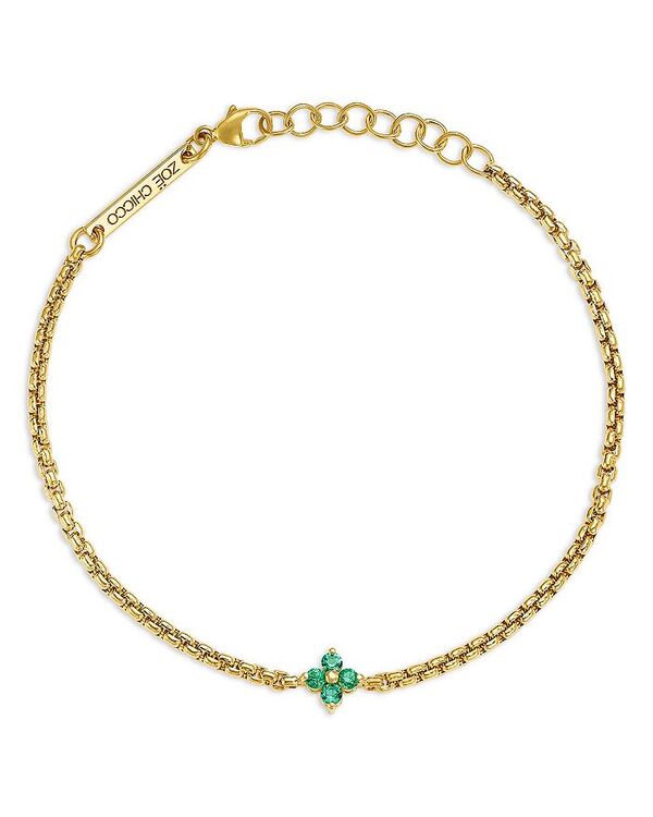 ゾーシッコ レディース アクセサリー ブレスレット・バングル・アンクレット Zo Chicco 14K Yellow Gold Emerald Gemstones Flower Cluster Box Chain Link Bracelet Yellow イエロー 155,400円