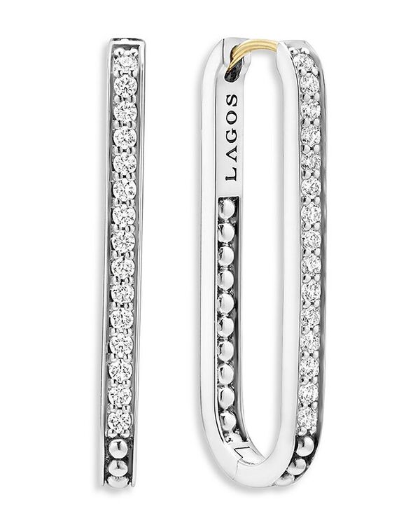 ラゴス レディース アクセサリー ピアス・イヤリング LAGOS 14K Yellow Gold & Sterling Silver Caviar Spark Diamond Medium Oval Hoop Earrings Silver シルバー