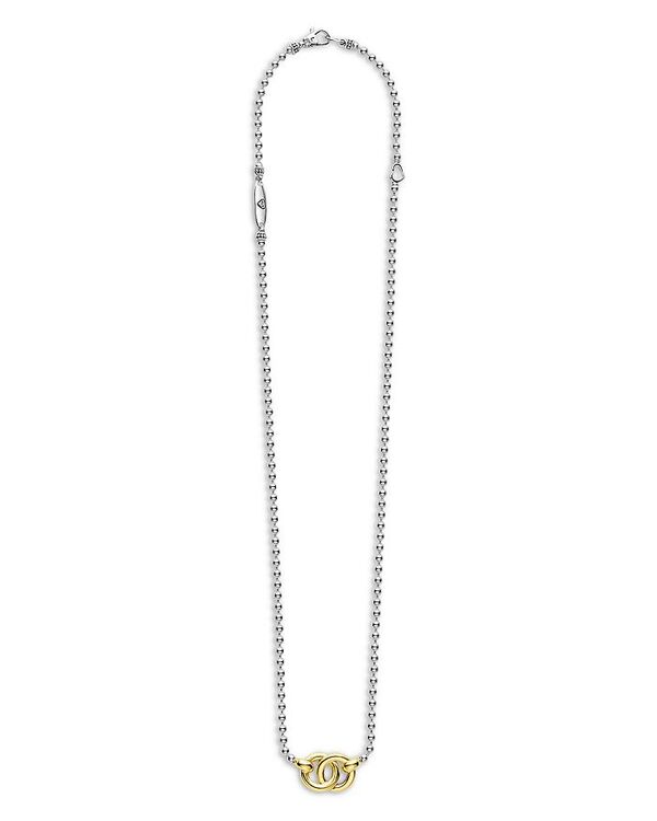 ラゴス レディース アクセサリー ネックレス・チョーカー・ペンダントトップ レース LAGOS 18K Yellow Gold & Sterling Silver Signature Caviar Interlocking Pendant Necklace 16-18\