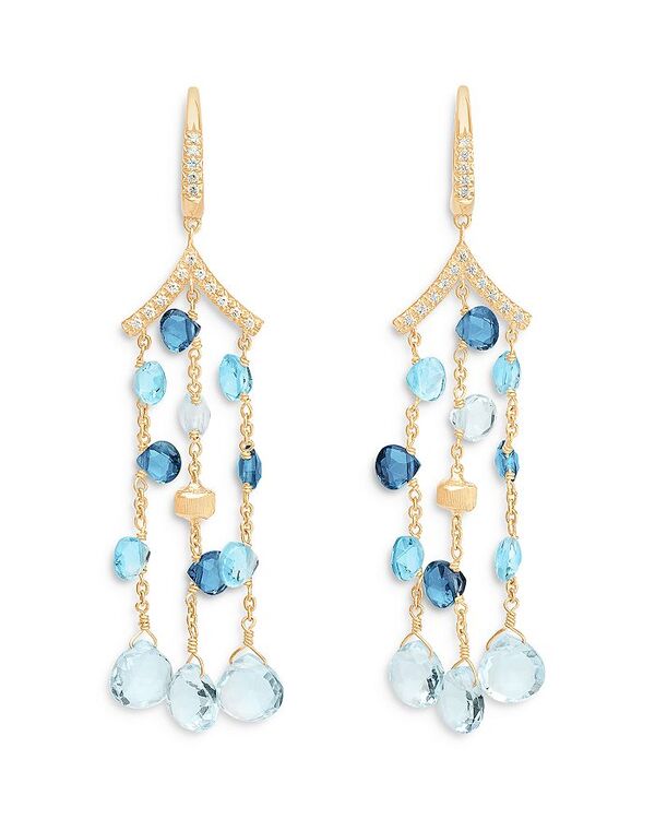 マルコ ビチェゴ レディース アクセサリー ピアス・イヤリング Marco Bicego 18K Yellow Gold Paradise Topaz London Blue Topaz Swiss Blue & Diamond Three Strand Chandelier Drop Earrings Blue/Gold ブルー