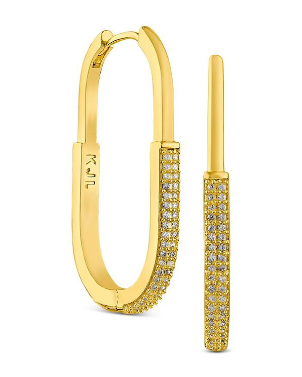 ケネスジェイレーン レディース アクセサリー ピアス・イヤリング Kenneth Jay Lane Pav Cubic Zirconia Oval Hoop Earrings Gold ゴールド