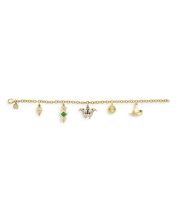 シドニーエヴァン レディース アクセサリー ブレスレット・バングル・アンクレット Sydney Evan 14K Yellow Gold Wicked Green Elphaba Multi Charm Chain Bracelet Green/Gold グリーン