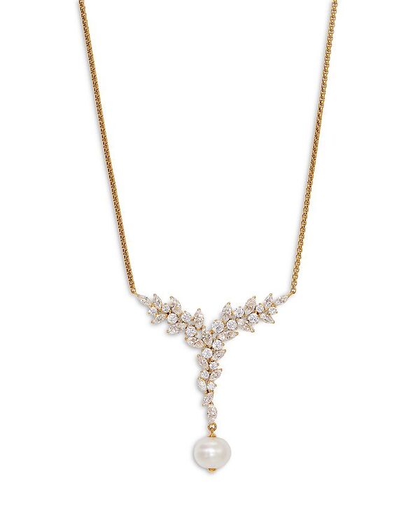 ナディール レディース アクセサリー ネックレス・チョーカー・ペンダントトップ レース Nadri Sav Cubic Zirconia Cluster & Cultured Freshwater Pearl Lariat Necklace in 18K Gold Plated 16\