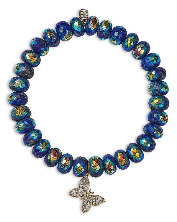 シドニーエヴァン レディース アクセサリー ブレスレット・バングル・アンクレット Sydney Evan Pav Diamond Butterfly Charm Lapis Beaded Bracelet Gold/Blue ブルー