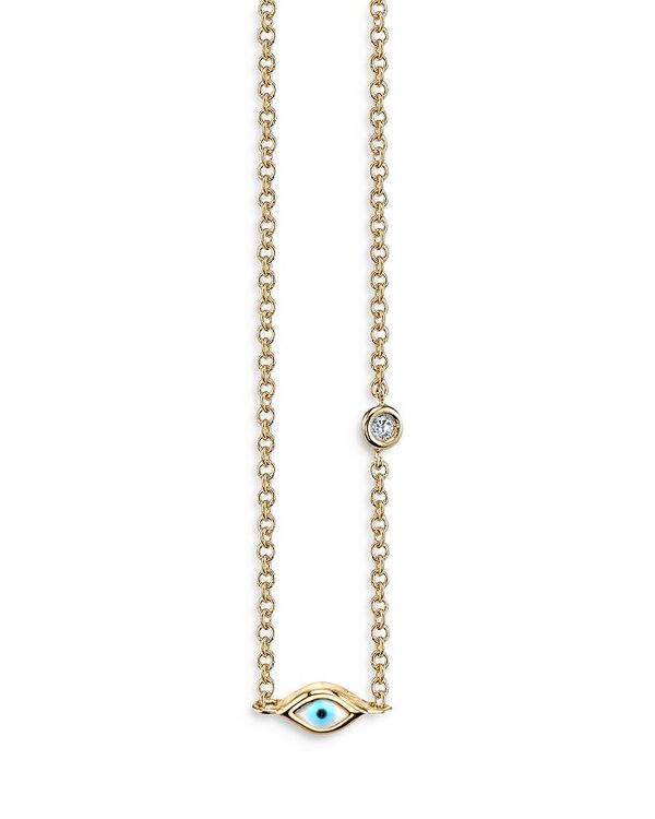 シドニーエヴァン レディース アクセサリー ネックレス・チョーカー・ペンダントトップ ミニ レース Sydney Evan 14K Yellow Gold Mini Enamel Evil Eye Pendant Necklace 18\