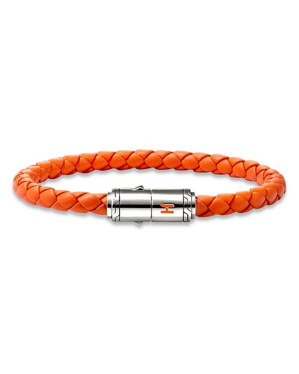 ジョン・ハーディー メンズ 付属物 ブレスレット・バングル・アンクレット なめし革 JOHN HARDY Men\u0027s Sterling Silver Woven Leather Bracelet Silver しろがね色