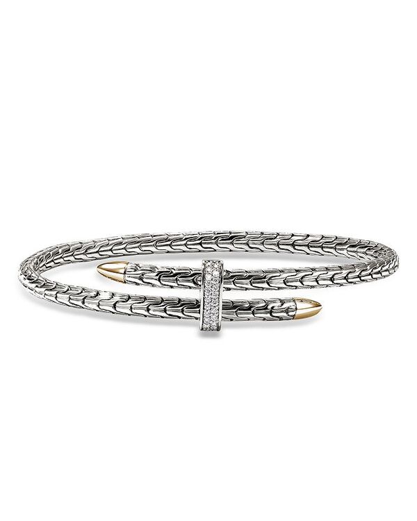 ジョン・ハーディー レディース アクセサリー ブレスレット・バングル・アンクレット JOHN HARDY 14K Yellow Gold & Sterling Silver Spear Diamond Flex Bypass Cuff Bracelet Silver シルバー