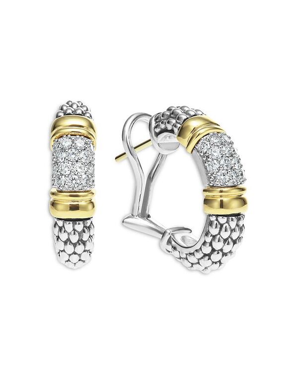 ラゴス レディース アクセサリー ピアス・イヤリング LAGOS 18K Yellow Gold & Sterling Silver Signature Caviar Diamond Bead Small Hoop Earrings Silver シルバー