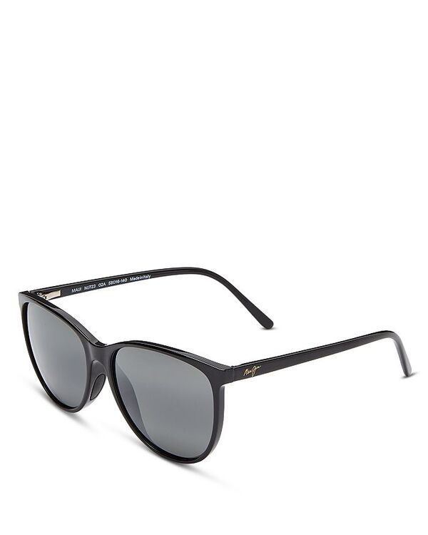 マウイジム レディース アクセサリー サングラス・アイウェア Maui Jim Ocean Round Sunglasses 58mm Shiny Black ブラック