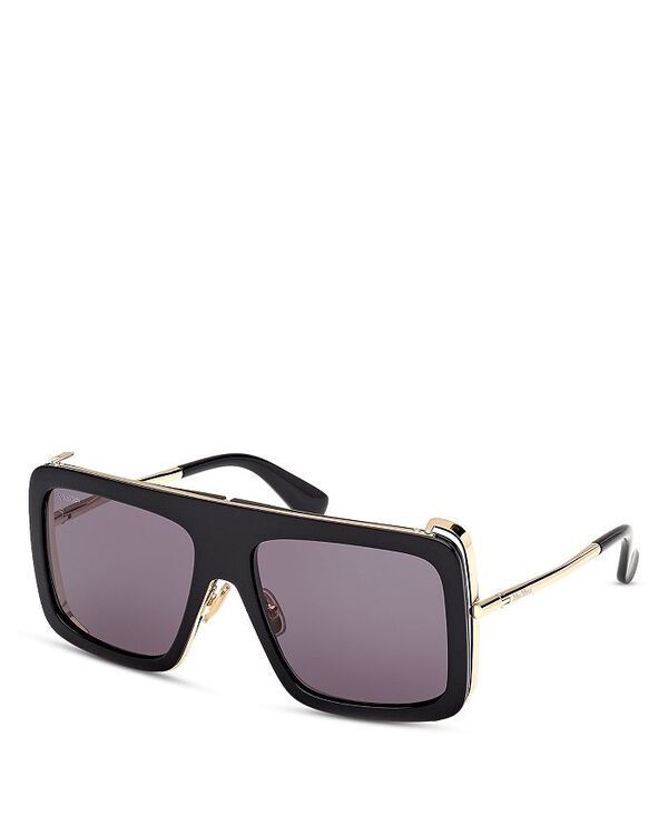 マックスマーラ レディース アクセサリー サングラス・アイウェア Max Mara Jean Rectangle Sunglasses 57mm Black/Smoke ブラック