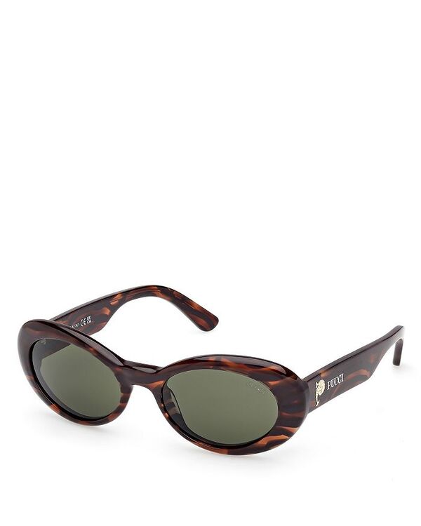 プッチ レディース アクセサリー サングラス・アイウェア Pucci Oval Sunglasses 53mm Havana/Green グリーン