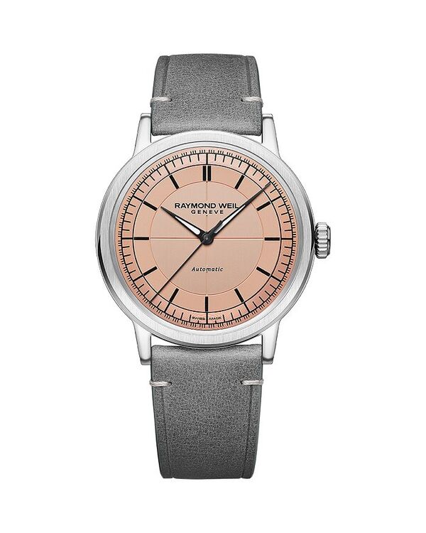 レイモンド ウィル レディース アクセサリー 腕時計 レザー Raymond Weil Millesime Automatic Leather Strap Watch 39.5mm Pink/Silver ピンク