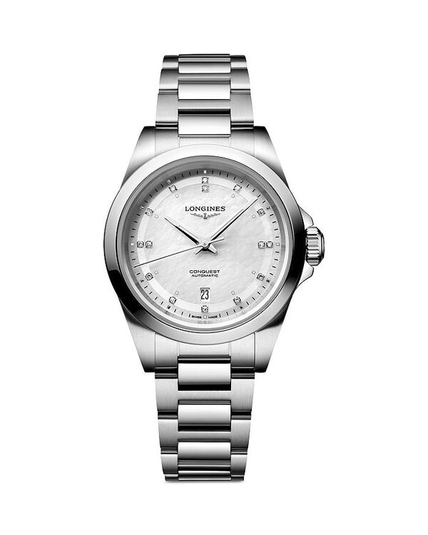 ロンジン レディース アクセサリー 腕時計 Longines Conquest White Mother of Pearl Watch 30mm White/Silver ホワイト