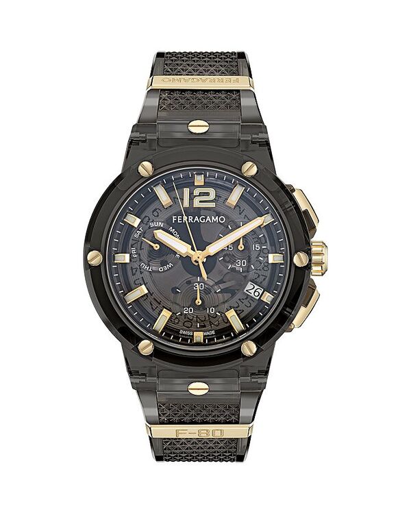 フェラガモ レディース アクセサリー 腕時計 FERRAGAMO F-80 Translucent Chronograph 44mm Black/Black ブラック