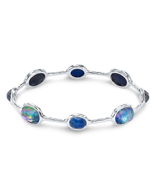 代引不可 楽天市場 イッポリスタ レディース ブレスレット バングル アンクレット アクセサリー Sterling Silver Rock Candy Clear Quartz Over Mother Of Pearl Over Lapis Triplet Bangle Bracelet Silver Revida 楽天市場店 安いそれに目立つ Www Kioskogaleria Com